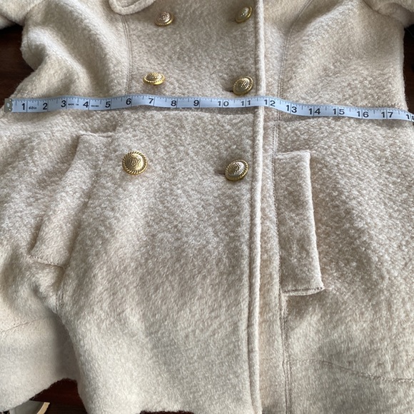 Women’s Worthington Ivory Short Overcoat. Sz S Double breasted - gold buttons. - Picture 8 of 13